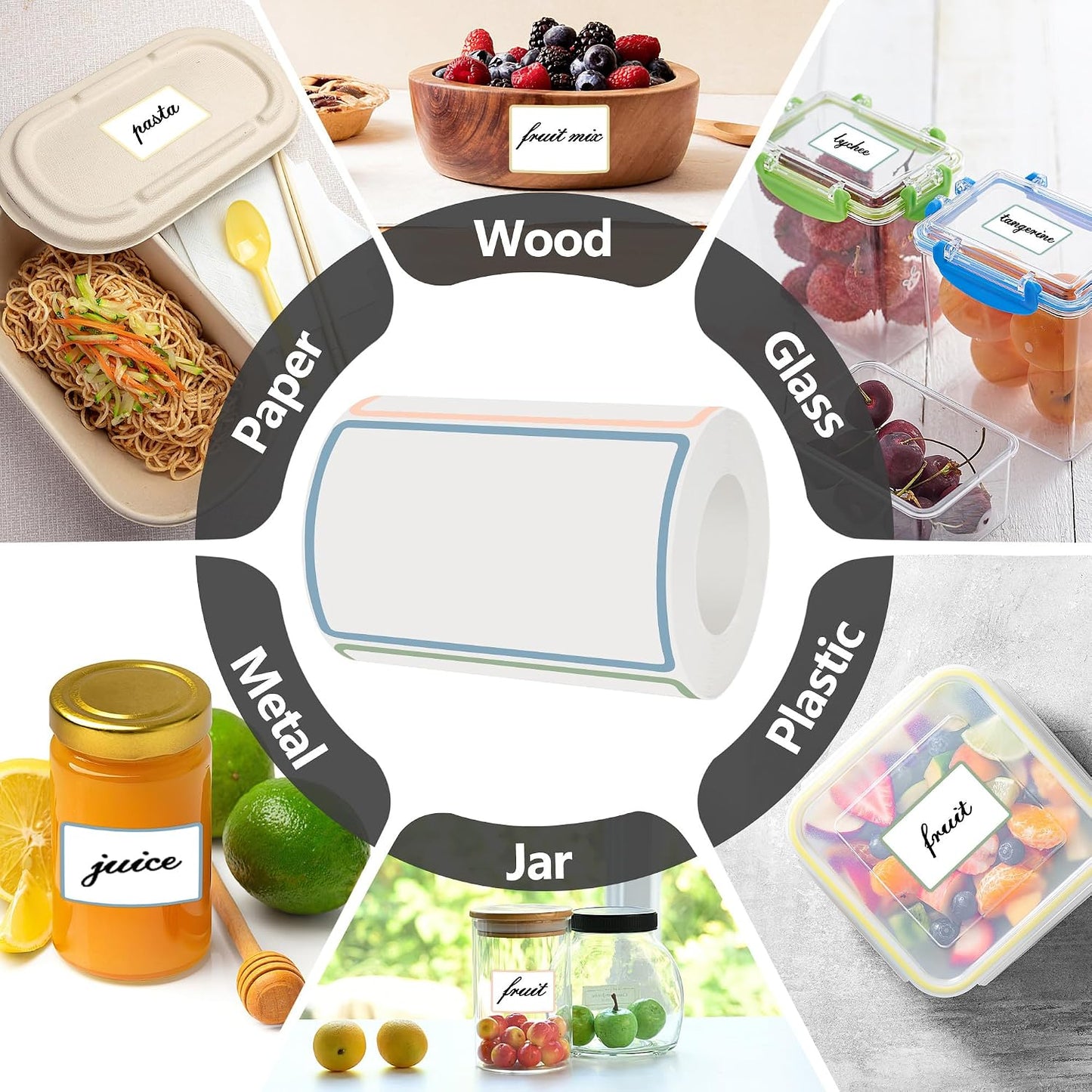 300 Pcs 2×3 Inch Blank Removable Freezer Labels, Waterproof, Oil & Tear Resistant, No Residue Writable Stickers for Food Containers, Jars, Pantry and Meal Prep (Bright)