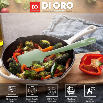 DI ORO Large Silicone Spatula - 600F Heat Resistant, Black