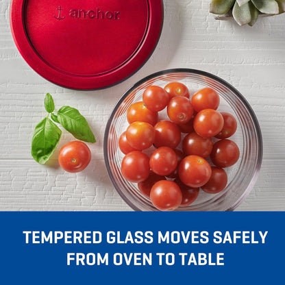 Anchor Hocking 2 Cup Glass Storage Containers with Lids, Set of 4 Glass Food Storage Containers with Mint SnugFit Lids