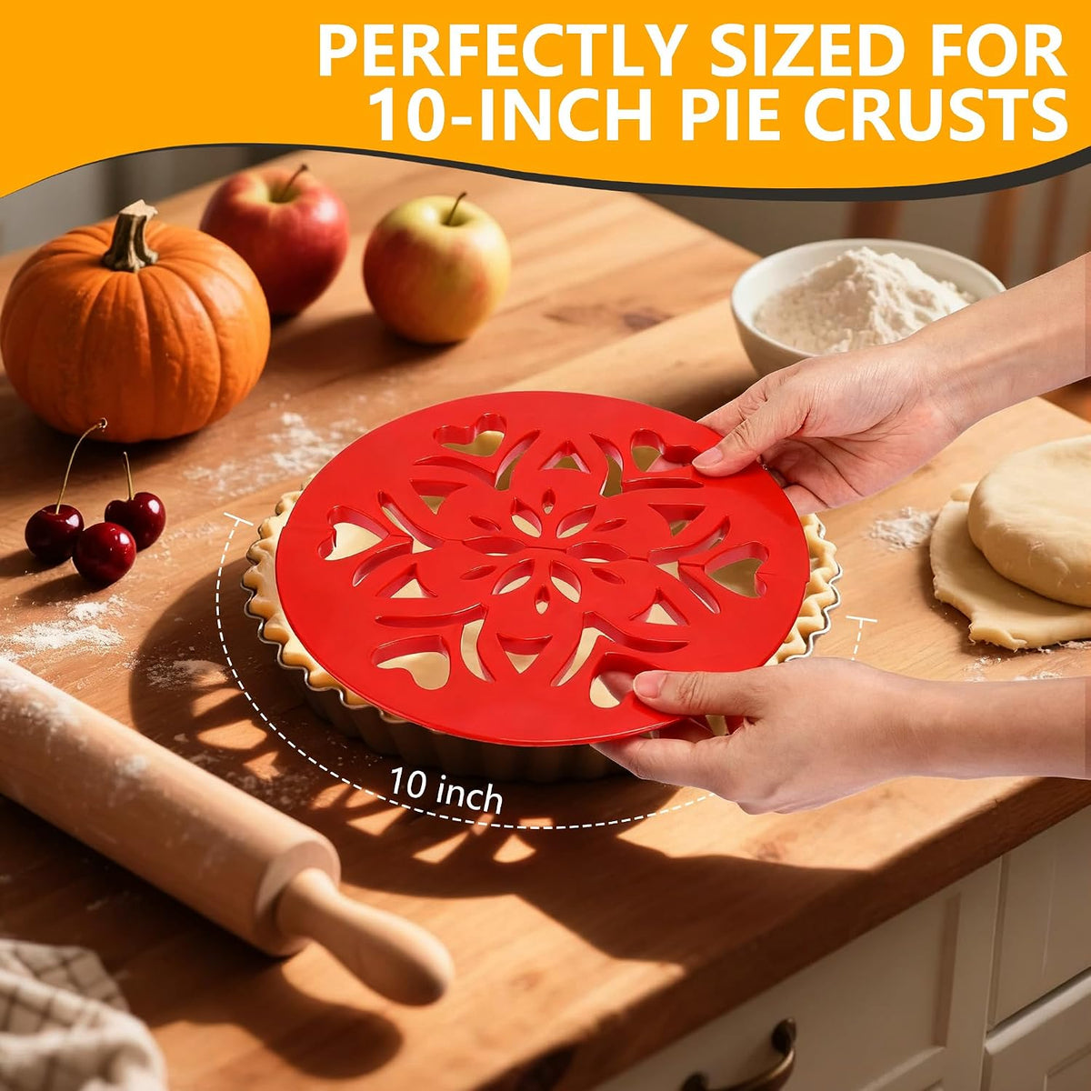 2 Pack Pie Crust Cutter, 10 Inch Heart Design for Decorate Pie Crusts