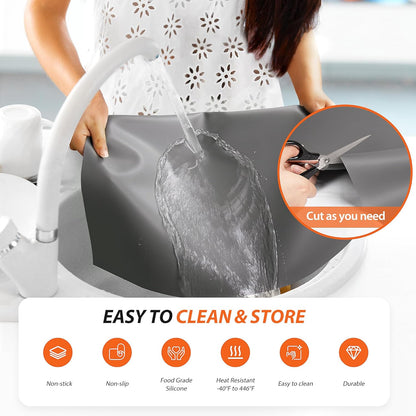 Silicone Mat Roll - Silicone Mats for Kitchen Counter, Heat Resistant Countertop Protector, Non-Slip Table Mat Desk Saver Pad, Multi-functional Cuttable Silicone Mat, Craft Mat - 17IN X 5FT