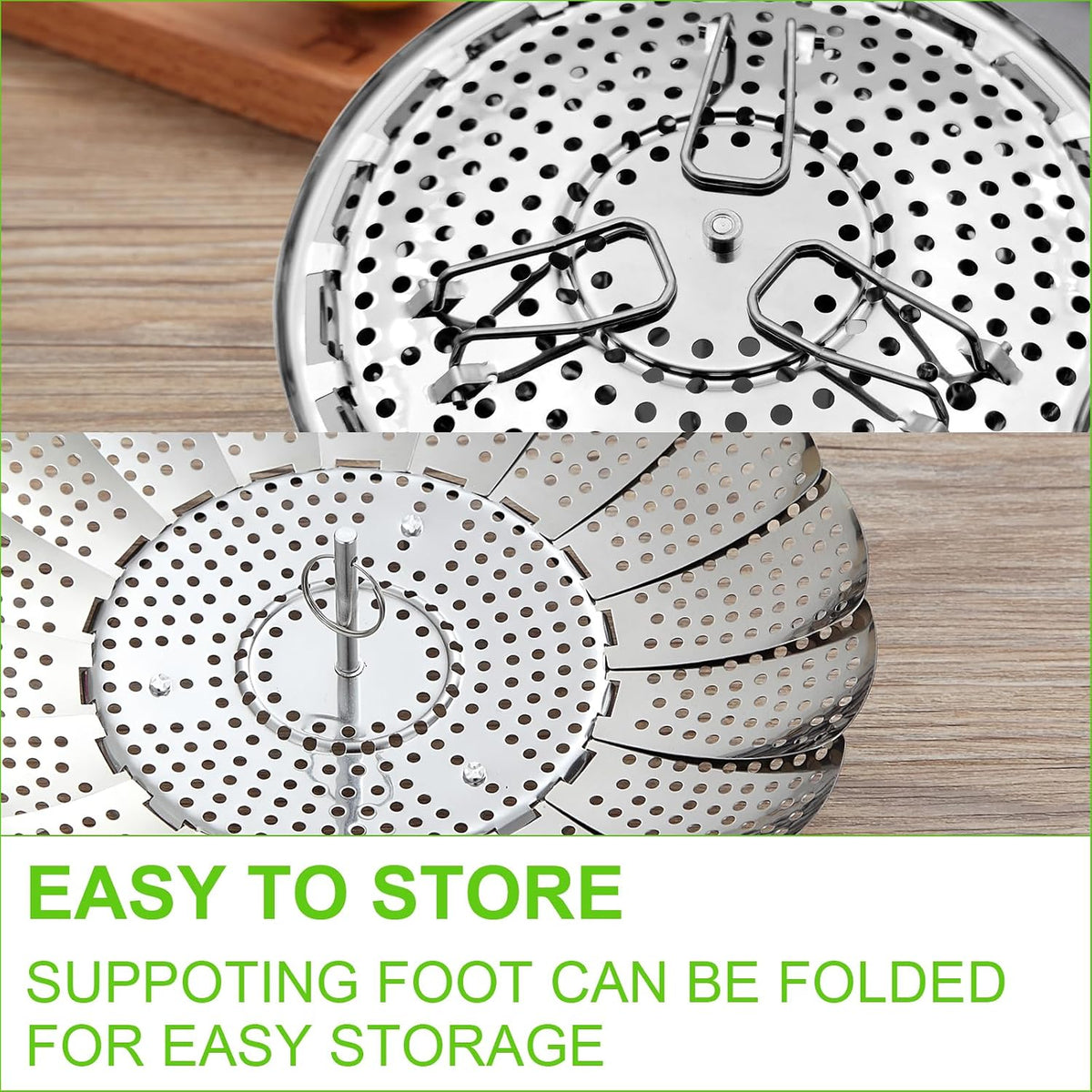 Vegetable Steamer Basket for Cooking 304 Stainless Steel Veggie Food Steamer Basket, Folding Expandable Steamers to Fit Various Size Pot (5.9" to 10")