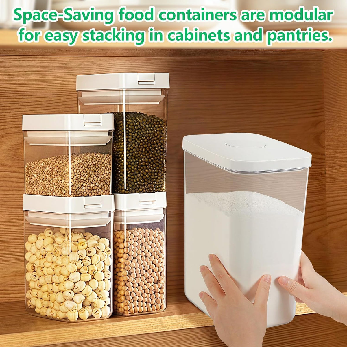 TBMAXS Versatile Storage Container Bin with Pop-up Lid & Scoop, Rice Flour Container Dog Cat Food Storage Container, Laundry Room Organization Household Essentials Kitchen Pantry Organizers