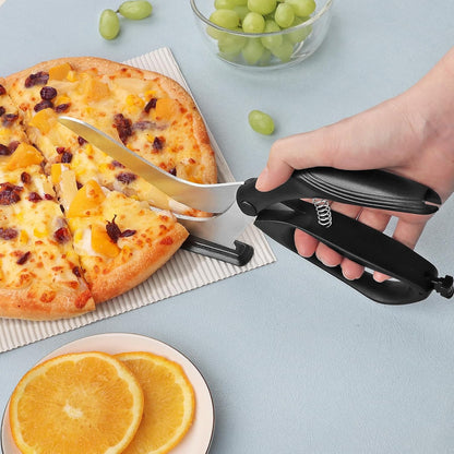 Pizza Scissors, Pizza Cutter Scissors with Firm Base and Comfortable Grip, Food Grade Stainless Steel Blades, Sharp Cutting Blades, Black