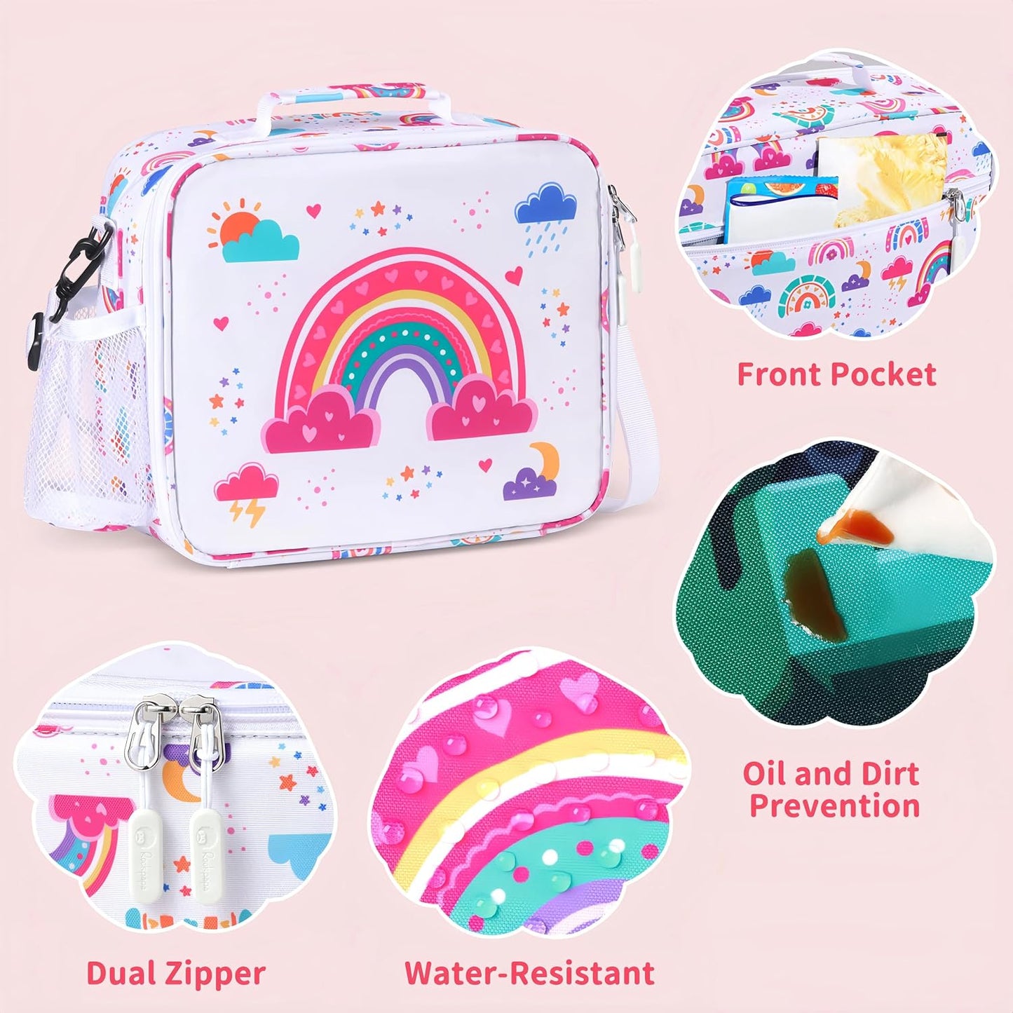 rockpapa Chill Kids Lunch Box Set with Leakproof 5.5 Cups Bento Box, Reusable Ice Pack, 14oz Insulated Water Bottle & Lunch Bag, BPA-Free Microwave Safe for School Boys Girls (Black Games)
