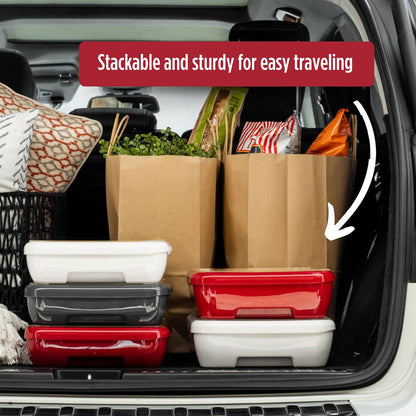 Fancy Panz Red Classic Aluminum Foil Pan Carrier with Secure Latch Lid - Reusable Casserole Carrier for Half Size Pans - Food Transport Holder for Potlucks, Parties, Tailgates & Entertaining