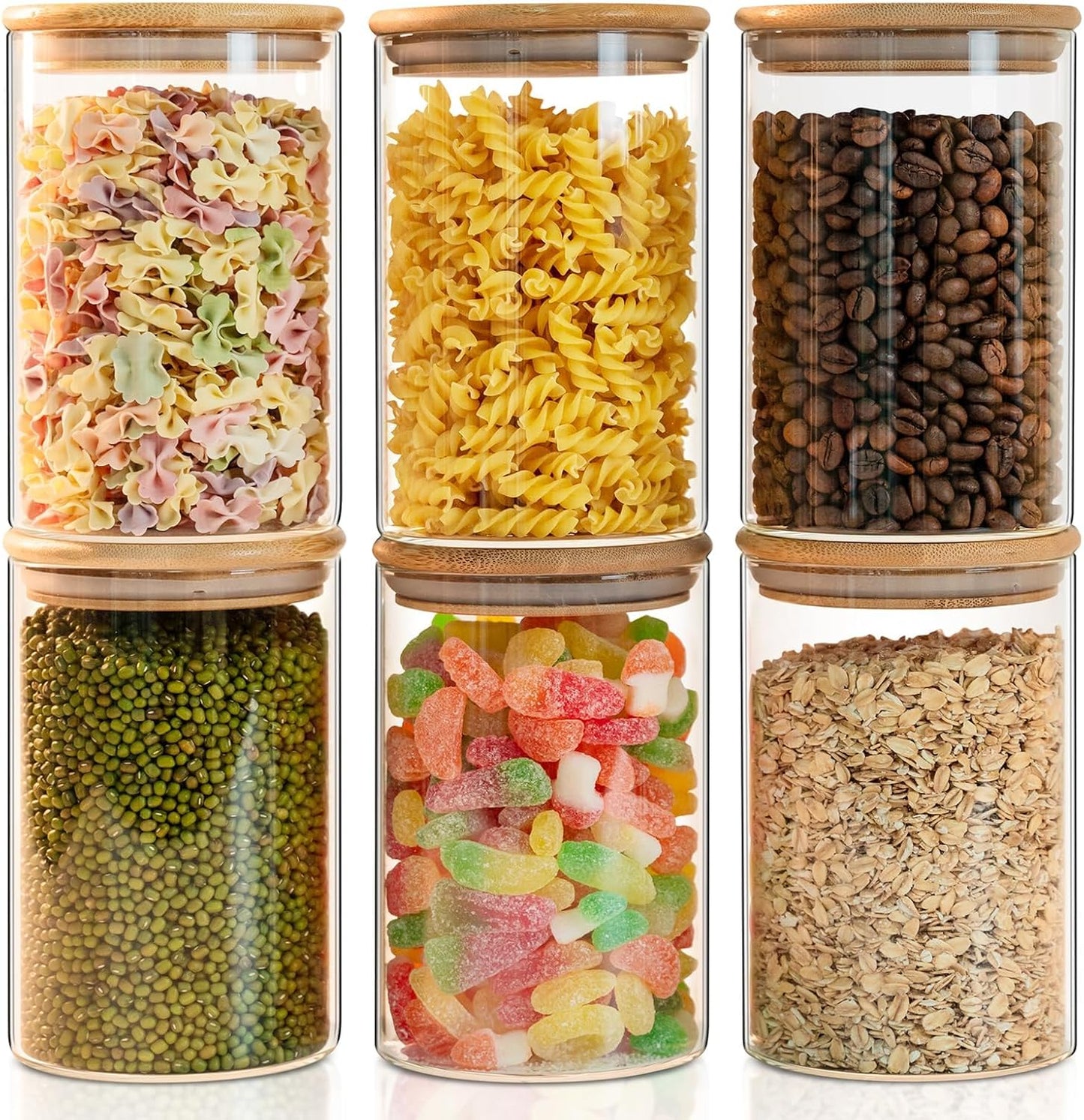 8-Piece 36oz Glass Meal Prep Container Set Clear Glass Food Storage Containers Set, Airtight Food Storage Containers for Coffee, Sugar, Flour, Spices, BPA-Free