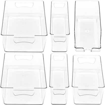 Simple Houseware 4 Pcs Pantry Clear Bin Storage Organizer, 14" x 7" x 3.75"