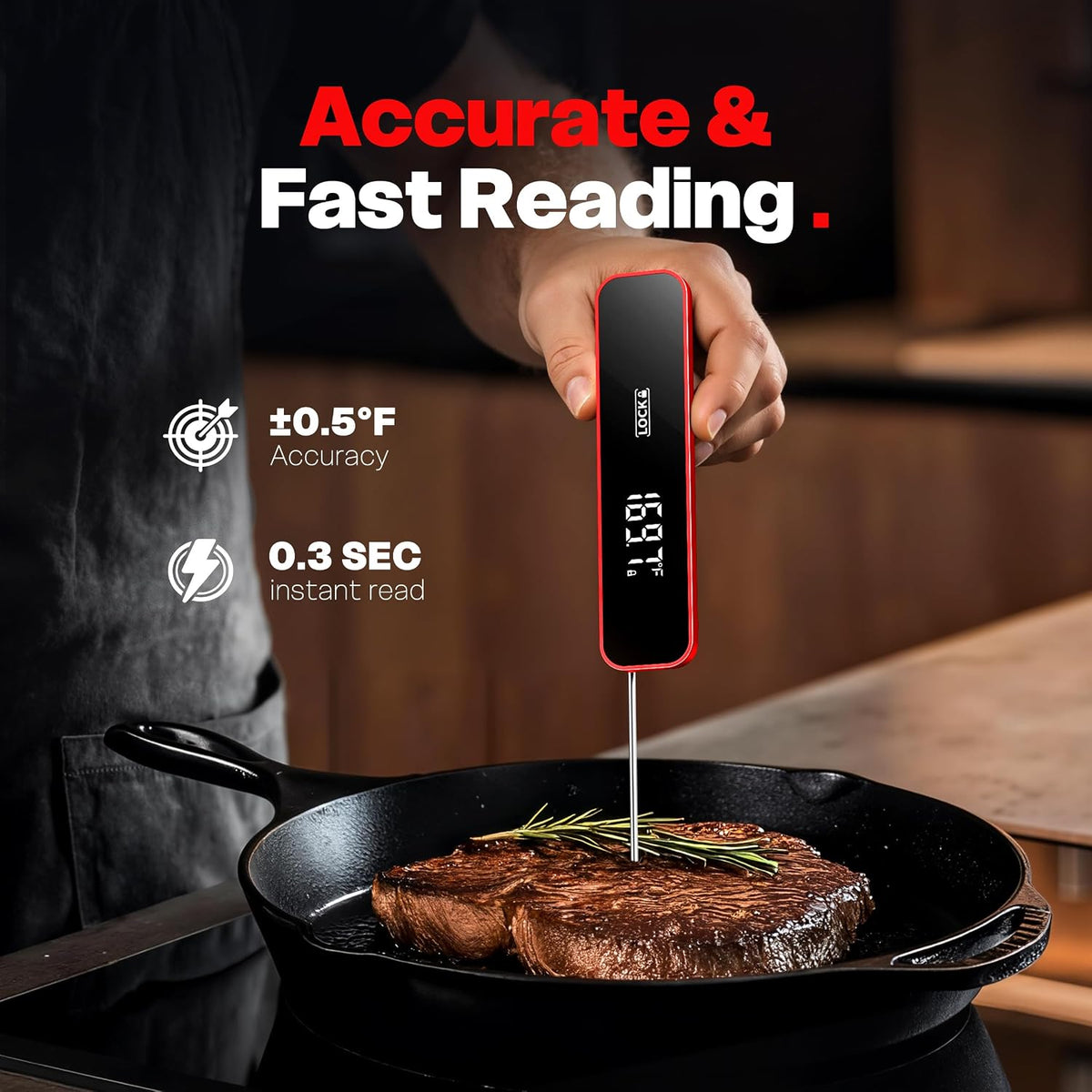 Meat Thermometer Digital, 1-2 Sec Instant Read, Grilling, Cooking, Food