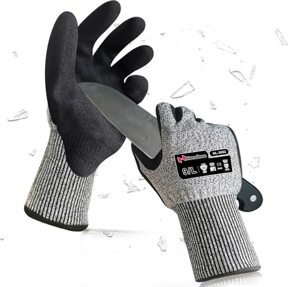 HandLove Cut Resistant Gloves – ANSI A9 Cut Proof Safety Work Gloves | Sandy Nitrile Anti-Slip, Touchscreen, Durable, PFAS Free | Wood Carving, Gardening, Glass Cutting, Car Repair – Yellow,1Pair,M