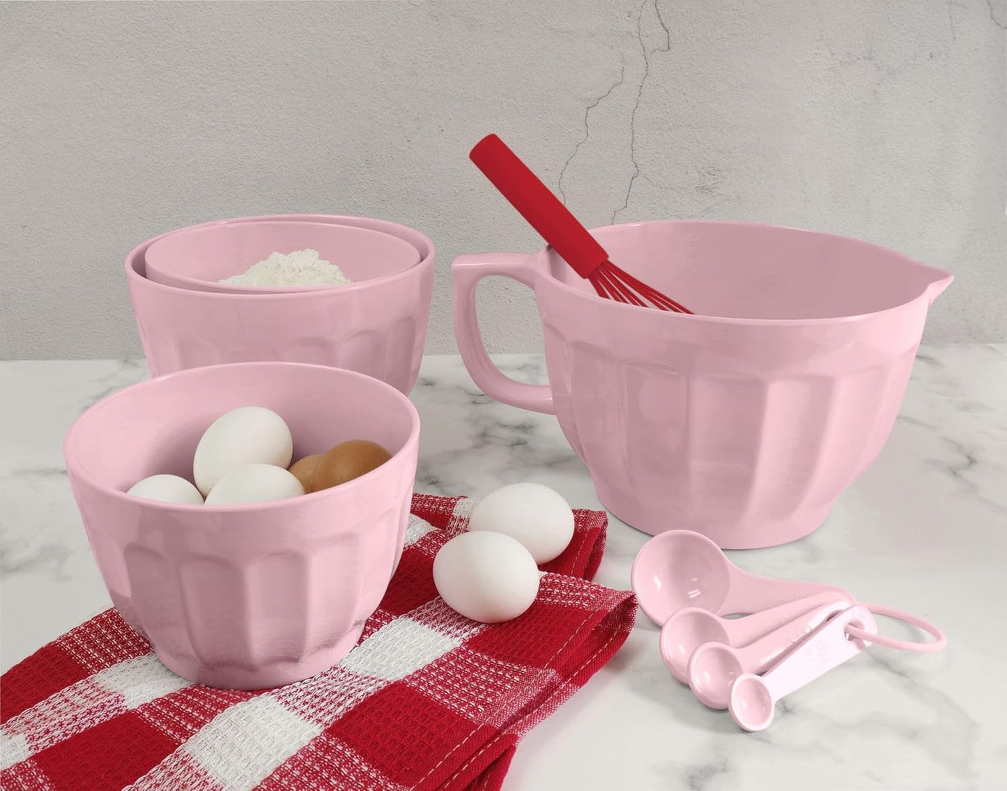 UP 4.3 Quart Latte Style Melamine Batter Bowl with Pour Spout and Handle, Professional Mixing Bowl with Non-Slip Base, Ideal for Pancake and Cake Batter, 11.5 x 8.75 Inch, Mint Blue