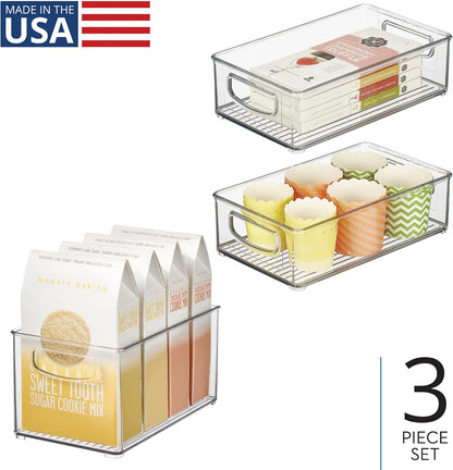iDesign Stackable Pantry Bins with Handles, 4 Small and 4 Medium Bins, 8 Pack, Clear, Made in USA