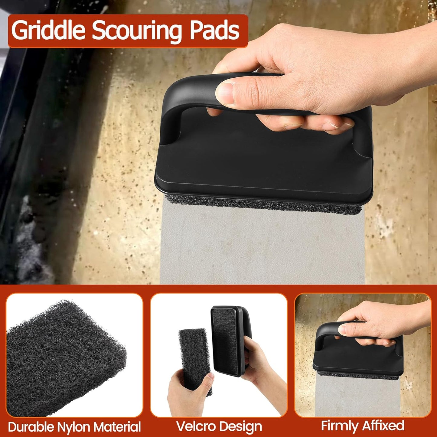 Heavy Duty Griddle Cleaning Brick with Handle, Grill Cleaner for Cleaning Flat top, Pumice Griddle Cleaning Stone Removing Stains for BBQ, Swimming Pool, Sink (5 Pack)