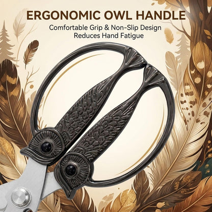 XSNBRD All Purpose Kitchen Scissors, Pearl Gold Stainless Owl Shears.