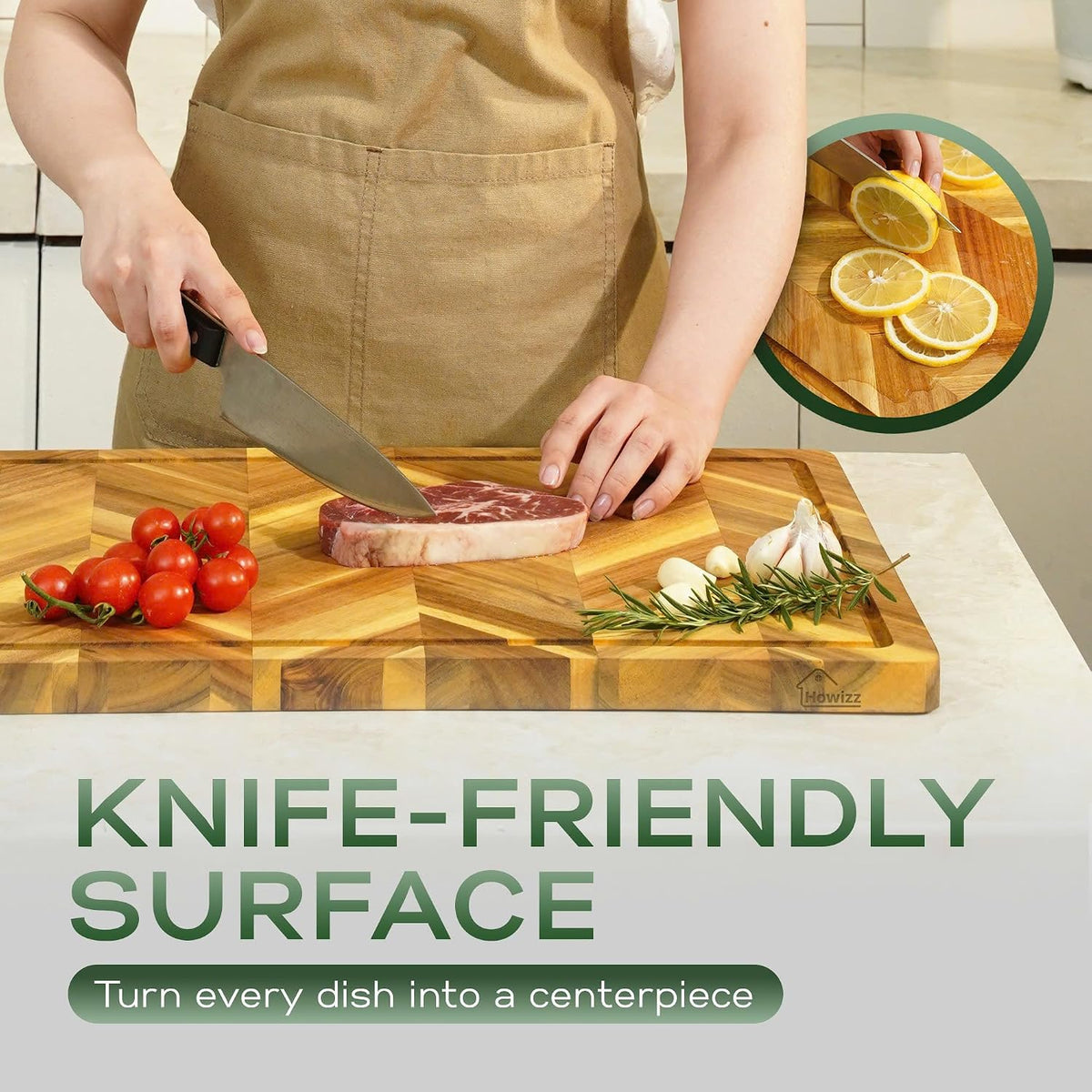 Solid Acacia Wood 20"x15" Large Cutting Board Butcher Block