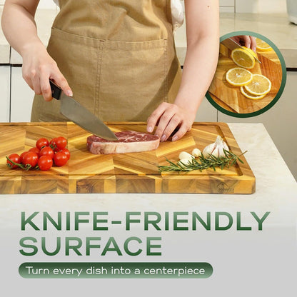 Solid Acacia Wood 20"x15" Large Cutting Board Butcher Block