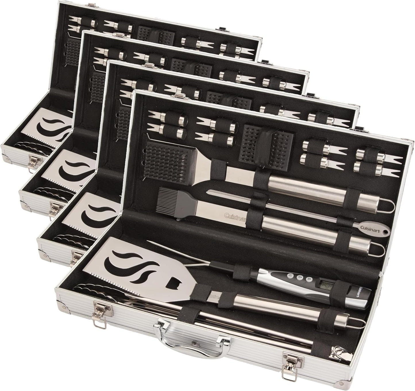 Cuisinart Deluxe Grill Tool Set, 20-Piece Grill Set, BBQ Accessories with Aluminum Case, Stainless Steel Grilling Accessories, BBQ tools, Grilling Gifts for Men, Father’s Day Gifts for Dad Husband