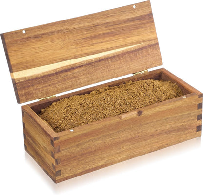 Acacia Wood Salt Cellar Spice Box with Magnetic Lid 29oz Large Capacity Salt Organizer 3 Compartments for Kitchen Countertop, Pepper, Seasonings, Spices, Grilling & Cooking