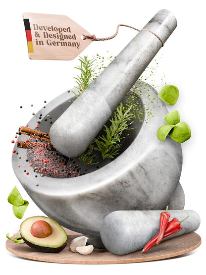 ChefSofi Mortar and Pestle Set (Gray, 2-Cups)