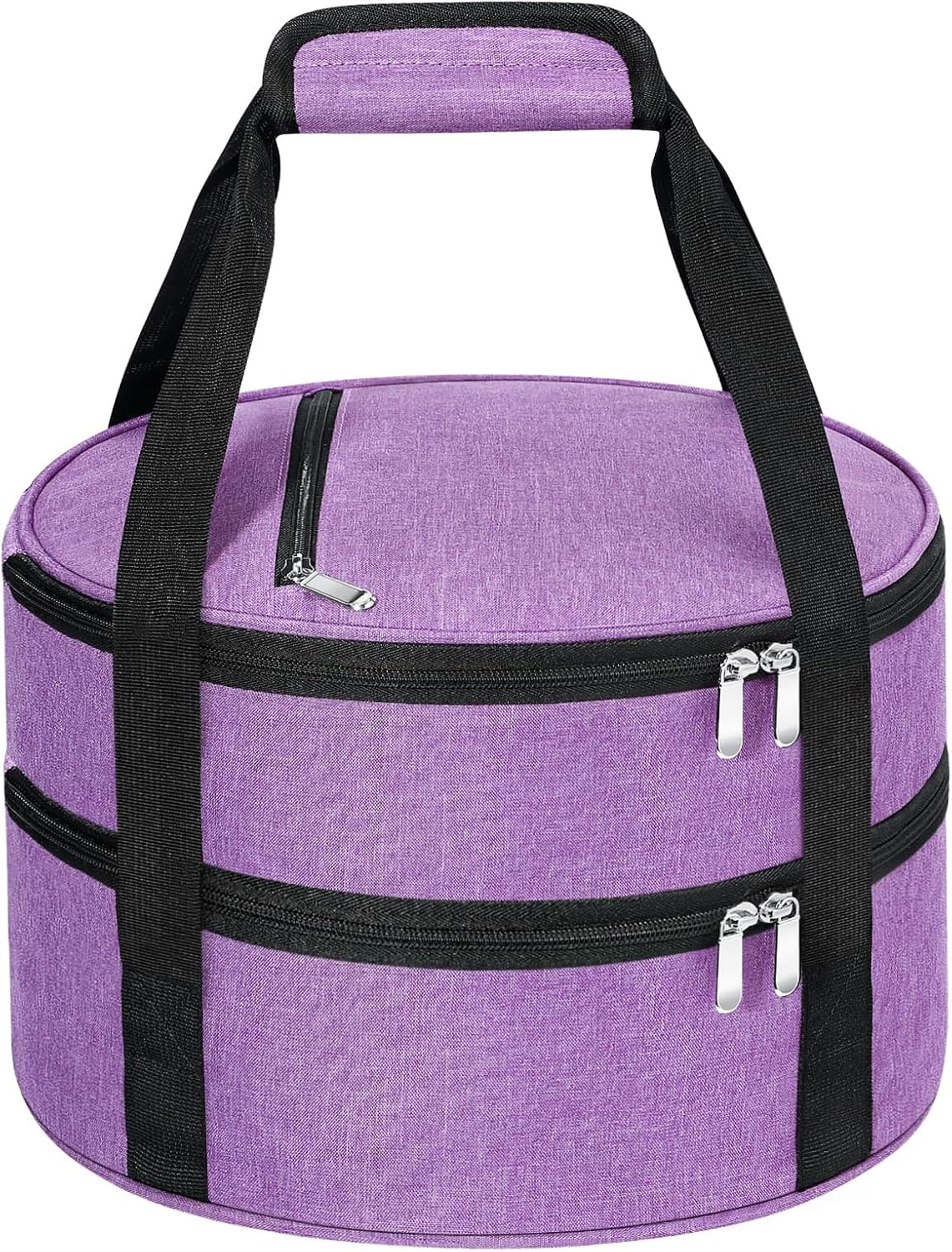 Round Insulated Casserole Carrier – 12" Portable Pie Carrier Bag for Hot or Cold Food, Leakproof Thermal Lunch Tote with Handle for Parties Picnic & Travel - Grey