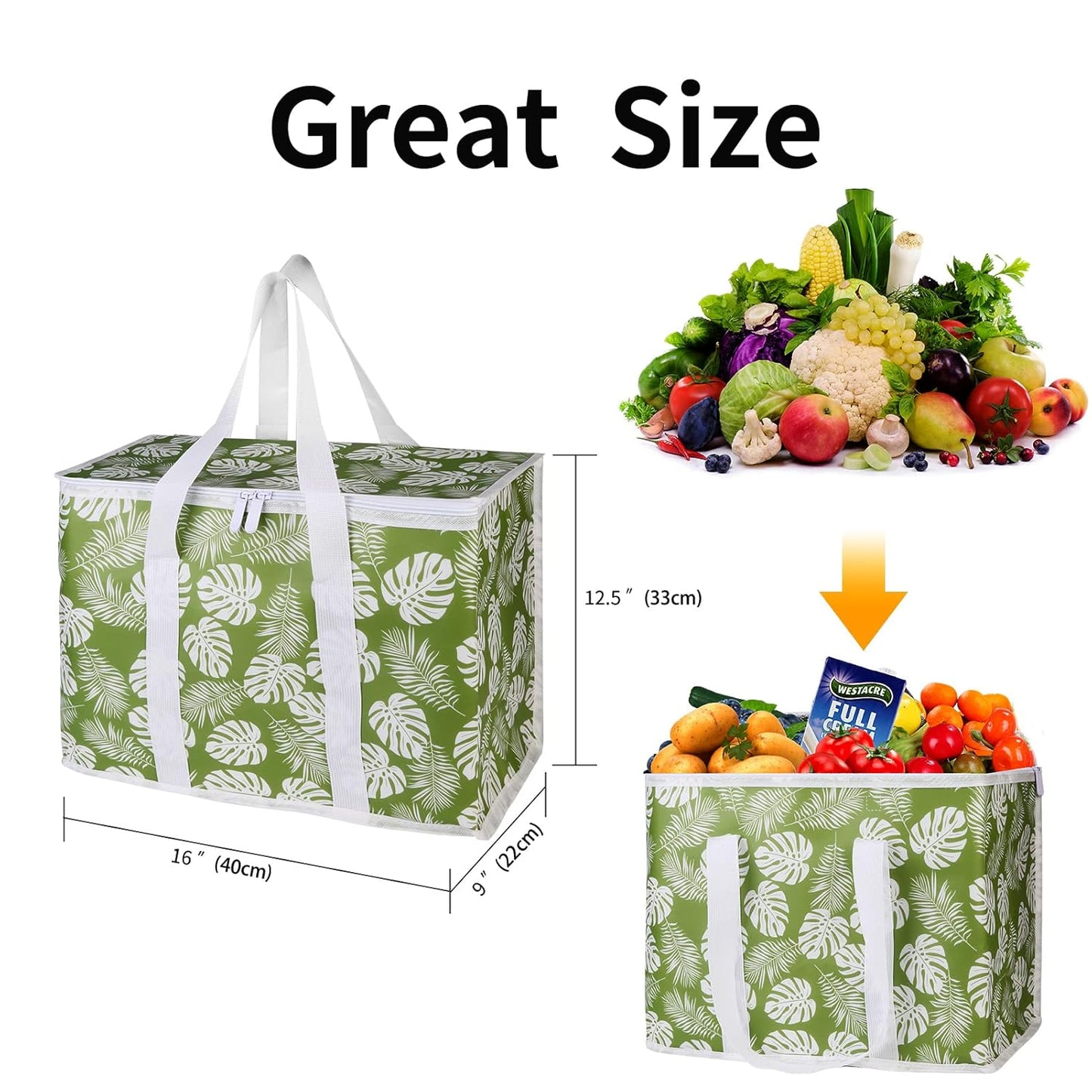 musbus 2-Pack, XL-Large Insulated Grocery Shopping Bags, Black, Reusable Bag,Thermal Zipper,Collapsible,Tote,Cooler,Food Transport hot and Cold,Camping