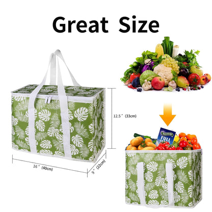 musbus 2-Pack, XL-Large Insulated Grocery Shopping Bags, Black, Reusable Bag,Thermal Zipper,Collapsible,Tote,Cooler,Food Transport hot and Cold,Camping
