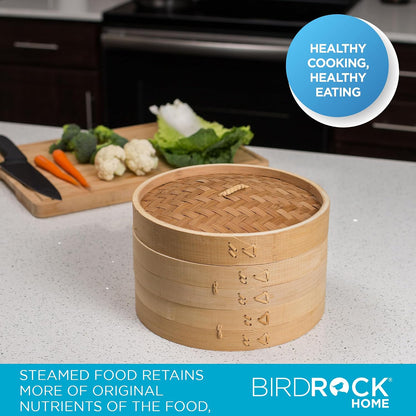 BirdRock Home Bamboo Steamer (Classic Bamboo, 8" Diameter)