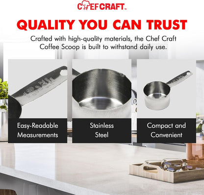 Chef Craft Select Coffee Measurer/Scoop, 4 inch, 2 tbsp, Stainless Steel