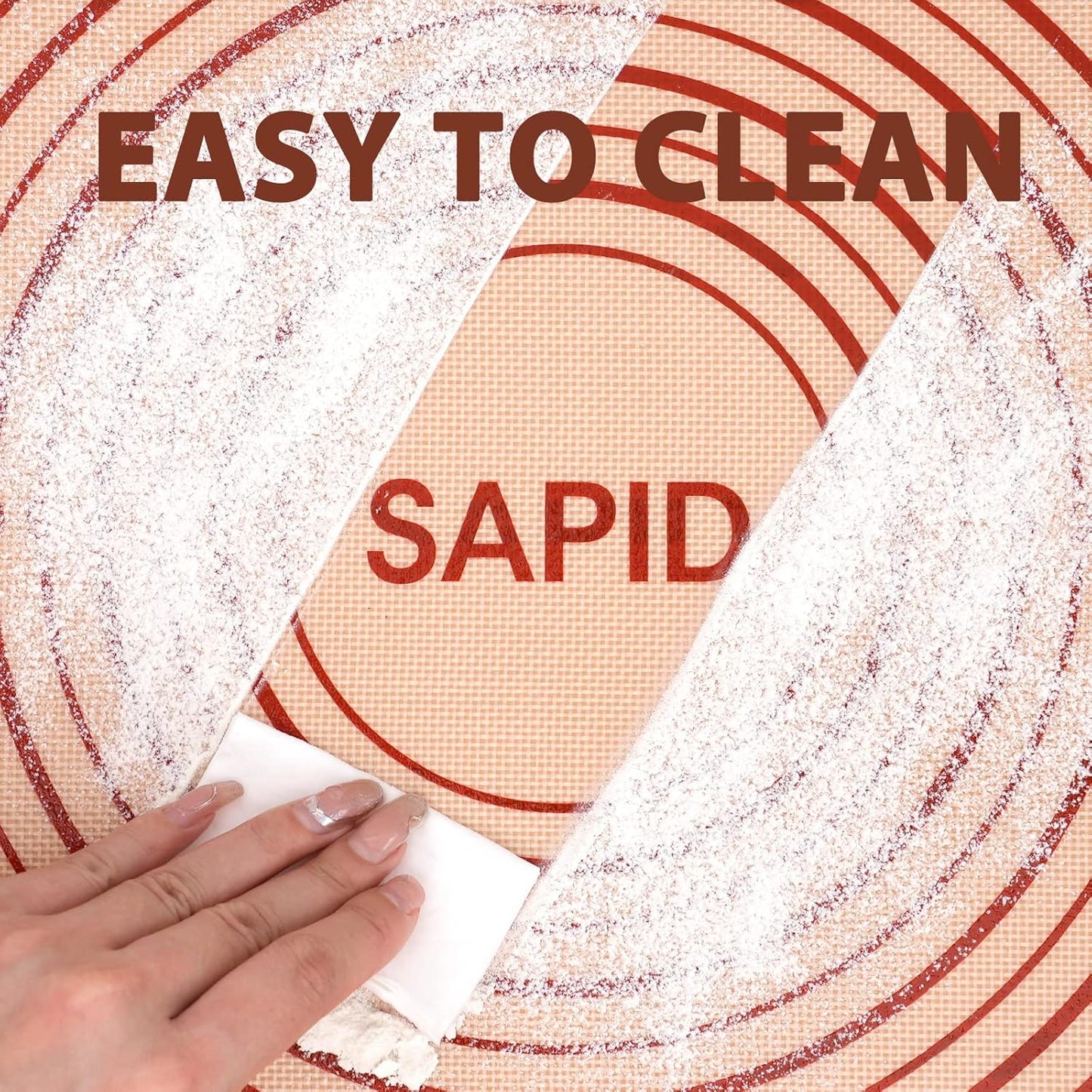 Sapid Extra Thick Silicone Pastry Mat Non-slip with Measurements for Non-stick Silicone Baking Mat Extra Large, Dough Rolling, Pie Crust, Kneading Mats, Countertop, Placement Mats (24" x 36", Gray)