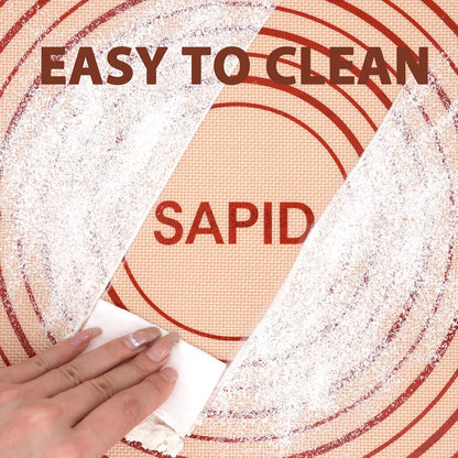 Sapid Extra Thick Silicone Pastry Mat Non-slip with Measurements for Non-stick Silicone Baking Mat Extra Large, Dough Rolling, Pie Crust, Kneading Mats, Countertop, Placement Mats (24" x 36", Gray)