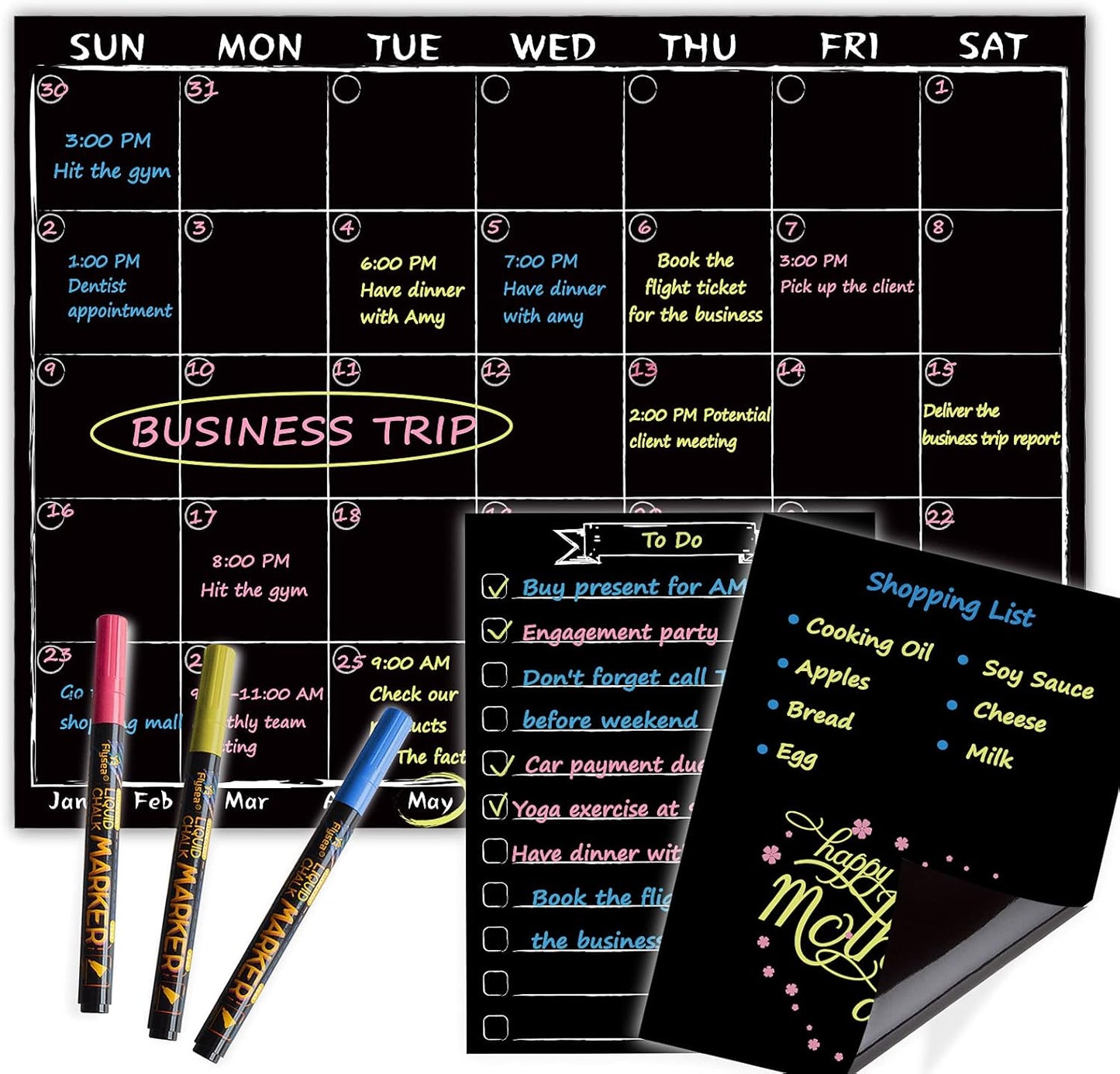 JJPRO Magnetic Dry Erase Menu and Chore Chart Blackboard for Fridge-Weekly Meal Planner Chalkboard,Behavior Chart Chalkboard for Multiple Kids with Notepad Blackboard