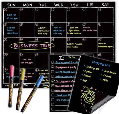 JJPRO Magnetic Dry Erase Menu and Chore Chart Blackboard for Fridge-Weekly Meal Planner Chalkboard,Behavior Chart Chalkboard for Multiple Kids with Notepad Blackboard