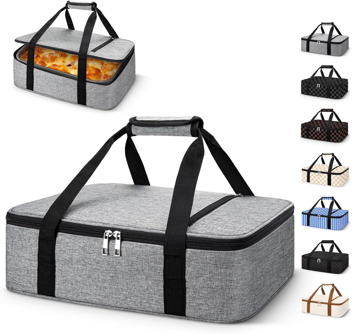 Coobiiya Insulated Casserole Carrier,Lasagna Lugger Tote Keeps Food Hot or Cold,Thermal Lunch Bag Warmer & Cooler Carrier Bag,Portable Tote Bag Fits 9" x 13" Baking Dish for Picnic and Cookout