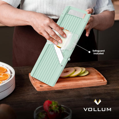 Vollum Wide Japanese Mandoline Slicer for Kitchen – Professional Slicer Vegetable Cutter with Interchangeable Stainless Steel Blades – Food Manual Slicer Handheld Mandoline Slicer