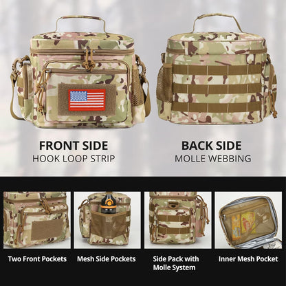 Lunch Box for Men, Tactical Lunch Bag MOLLE Webbing Leakproof Insulated Lunch Cooler Women Adult Meal with Adjustable Shoulder Strap Lunch Pail (Blue)