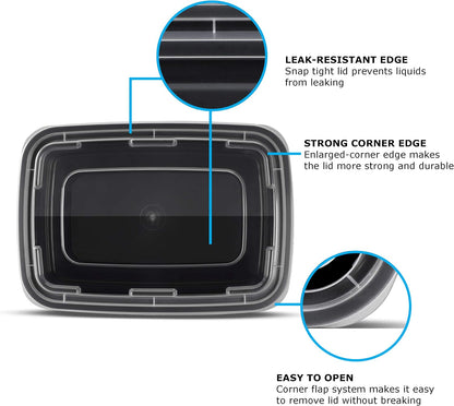 Freshware Meal Prep Containers [50 Pack] 1 Compartment with Lids, Food Storage Containers, Bento Box, BPA Free, Stackable, Microwave/Dishwasher/Freezer Safe (28 oz)
