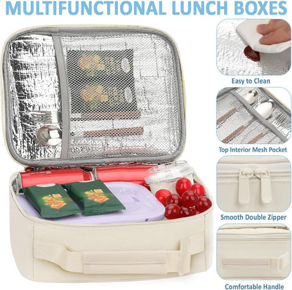 Lunch Box Kids Insulated Lunch Bag for Boys Girls Cute Reusable Lunch Tote Bag Waterproof Portable Thermal Lunch Box Kids for School Picnic Travel Black