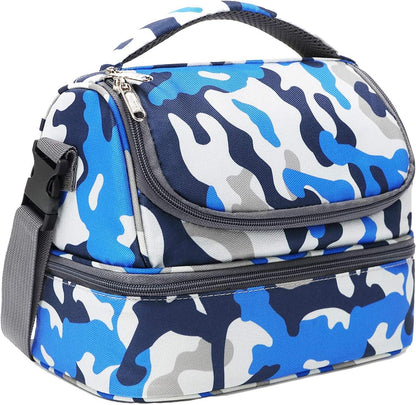 FlowFly Kids Double Decker Cooler Insulated Lunch Bag Large Tote for Boys, Girls, Men, Women, With Adjustable Strap, Unicorn