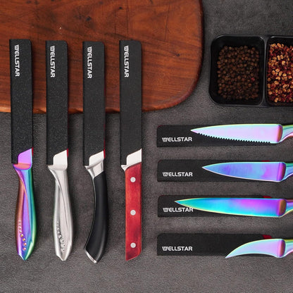 WELLSTAR Knife Edge Guards 8 Inch, Universal Blade Covers, BPA Free ABS Protective Blade Sheaths, Non-Scratch Felt Lining Kitchen Knives Covers (Knives not included)