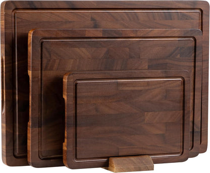 THETCHRY Teak Wood Cutting Board Set of 3 Wooden Cutting Boards for Kitchen | Premium Teak Wood • FSC Certified • Deep Juice Groove • Built-In Handles • Non-Slip Feet • 3 Practical Sizes • Gift-Ready Box