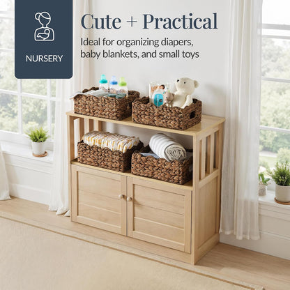 Best Choice Products 9x12 Scalloped Shelf Baskets, Woven Storage Bins, Storage Organizers for Pantry, Living Room, Bedroom, Nursery & Laundry, 4 Pack - Natural with White Trim