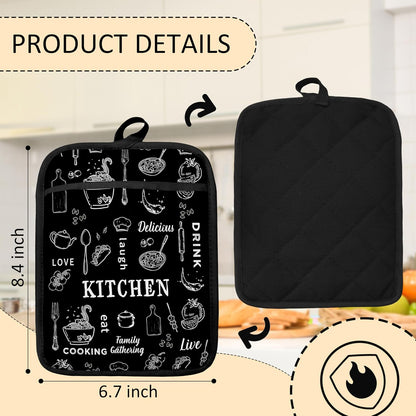 Dark Kitchen Pot Holders 2 Pack Set, Gifts for Cooking Lovers, Chef Gifts for Men Women, Retro Cook Chef Heat Resistant Oven Hot Pads for Kitchen Countertop Baking，075 Potholder
