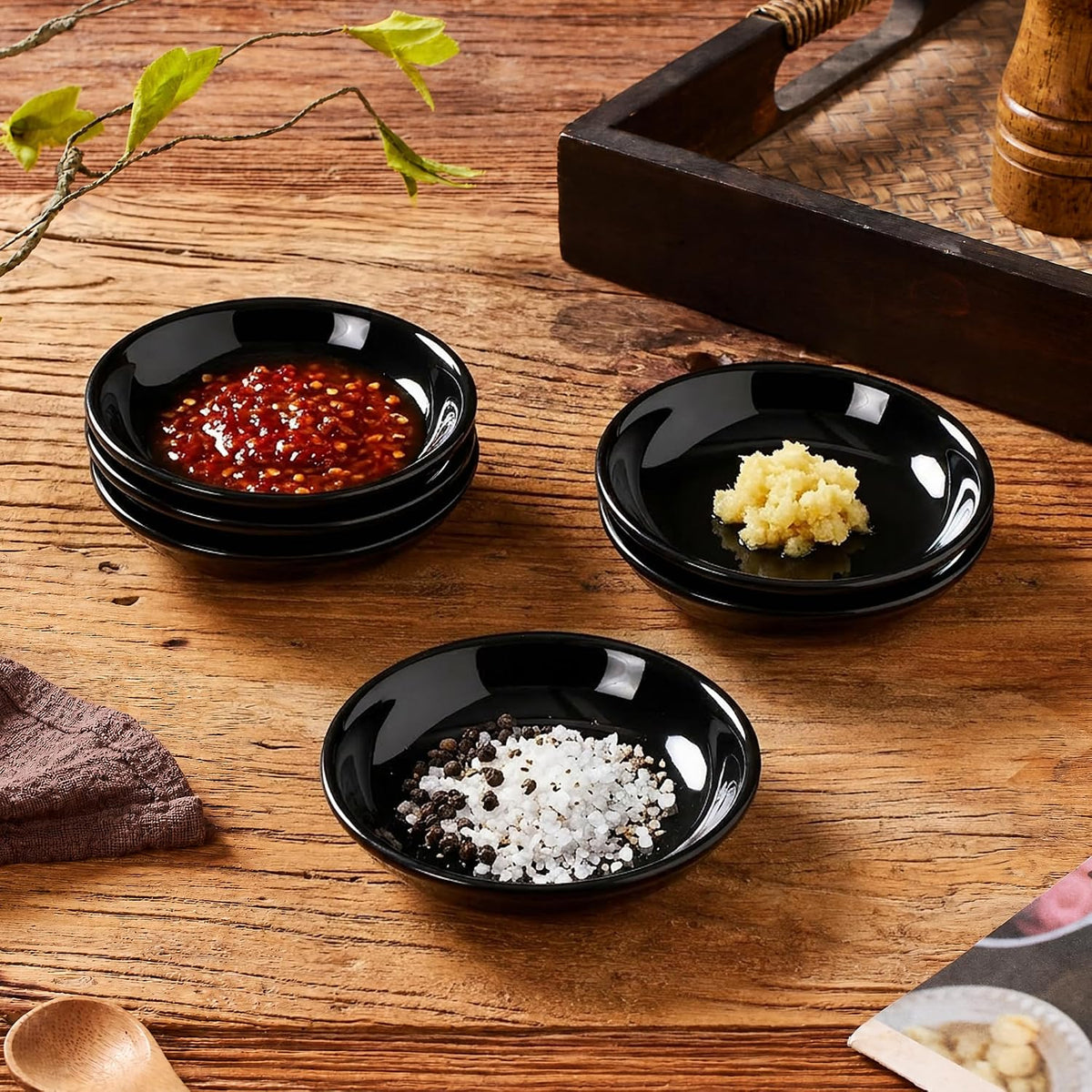 Japanese Style Ceramic Dipping Bowls,3'' Small Pinch Bowls Set Side Sauce Cups,Dishes for Sushi,Snack and Soy,BBQ,2.5 Oz Blue and White Mini Bowl for Kitchen Prep - Set of 6 (3 inch)