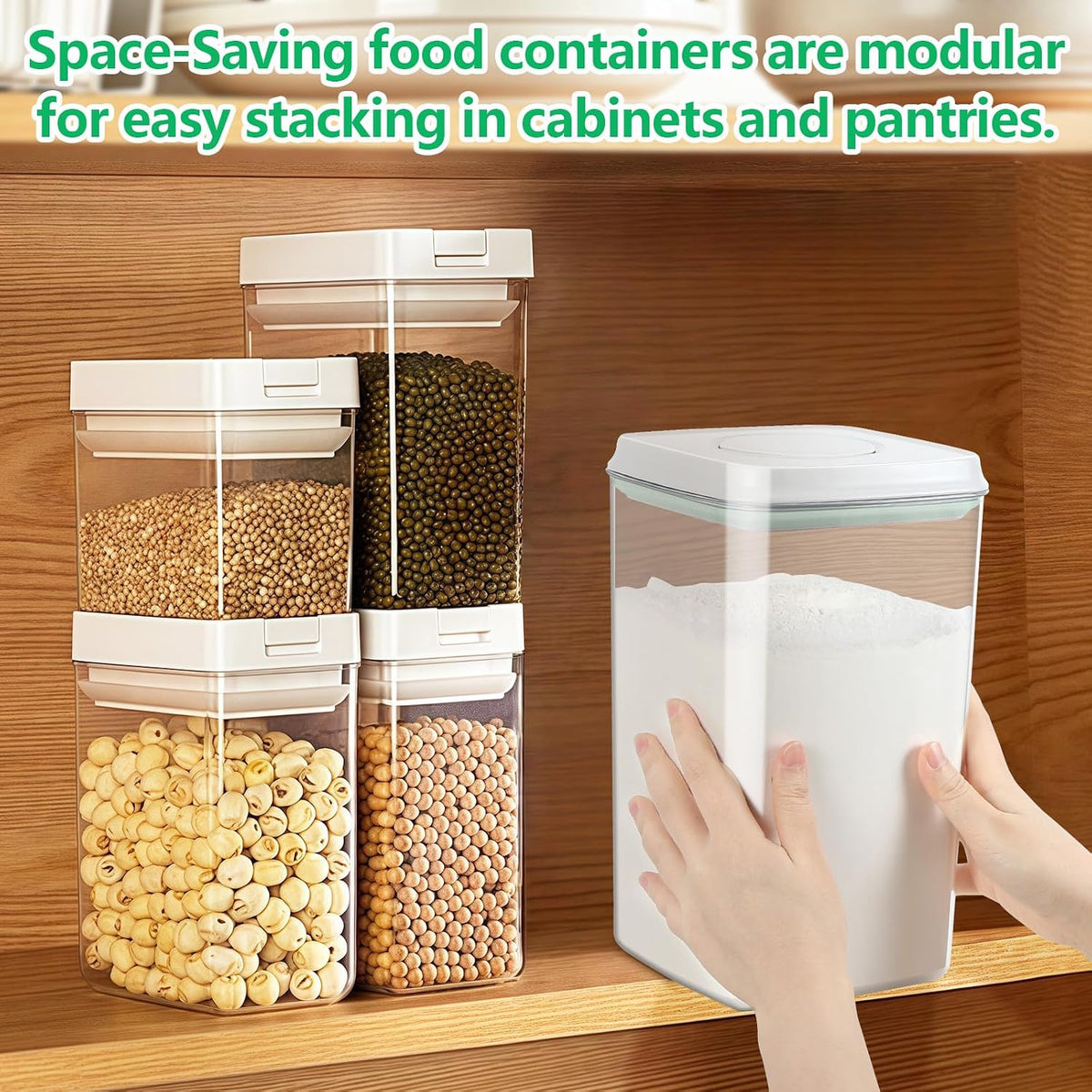 TBMAXS Versatile Storage Container Bin with Pop-up Lid & Scoop, Rice Flour Container Dog Cat Food Storage Container, Laundry Room Organization Household Essentials Kitchen Pantry Organizers
