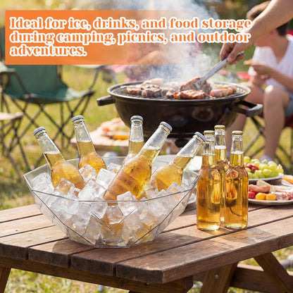 LemonRoad 6 Pcs 4l Clear Plastic Ice Buckets for Parties Beverage Tubs for Cocktail Acrylic Wine Champagne Buckets with 2 Scoops 2 Clamp Drink Cooler Bucket for Parties, Mimosa Bar Supplies, Beer