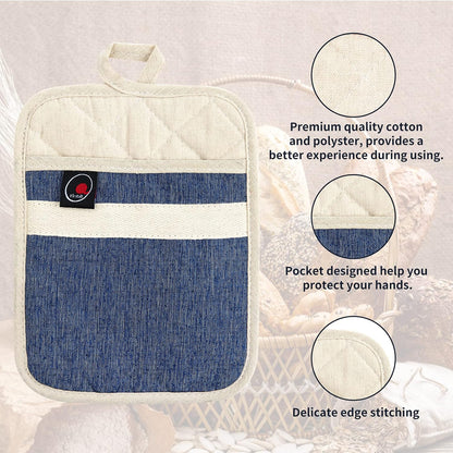 Oven Mitts and PotHolders Sets, 4 Pcs Kitchen Oven Glove High Heat Resistant 400°F Pot Holders for Kitchen, Non-Slip Neoprene Oven Mitts are Suitable for Cooking, Baking (Black)