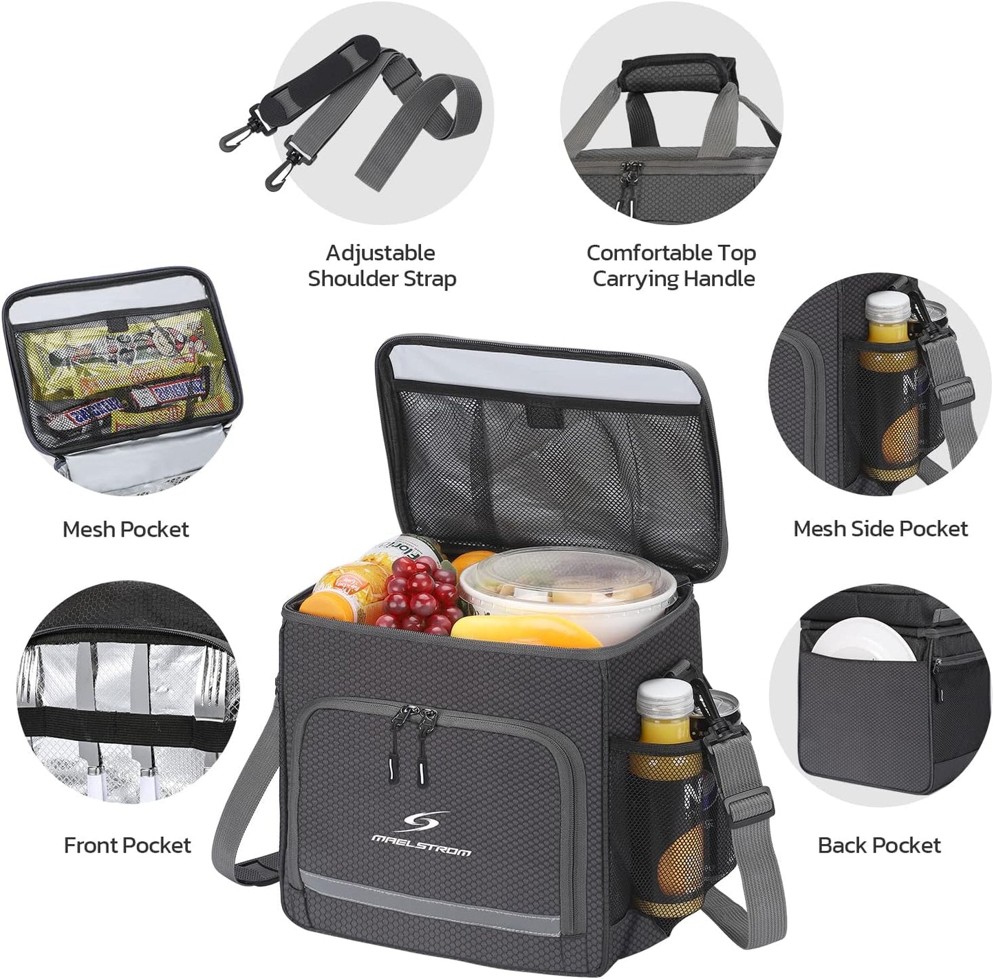 Maelstrom Lunch Box for Men,Insulated Lunch Bag Women/Men,Leakproof Lunch Cooler Bag, Lunch Tote Bag
