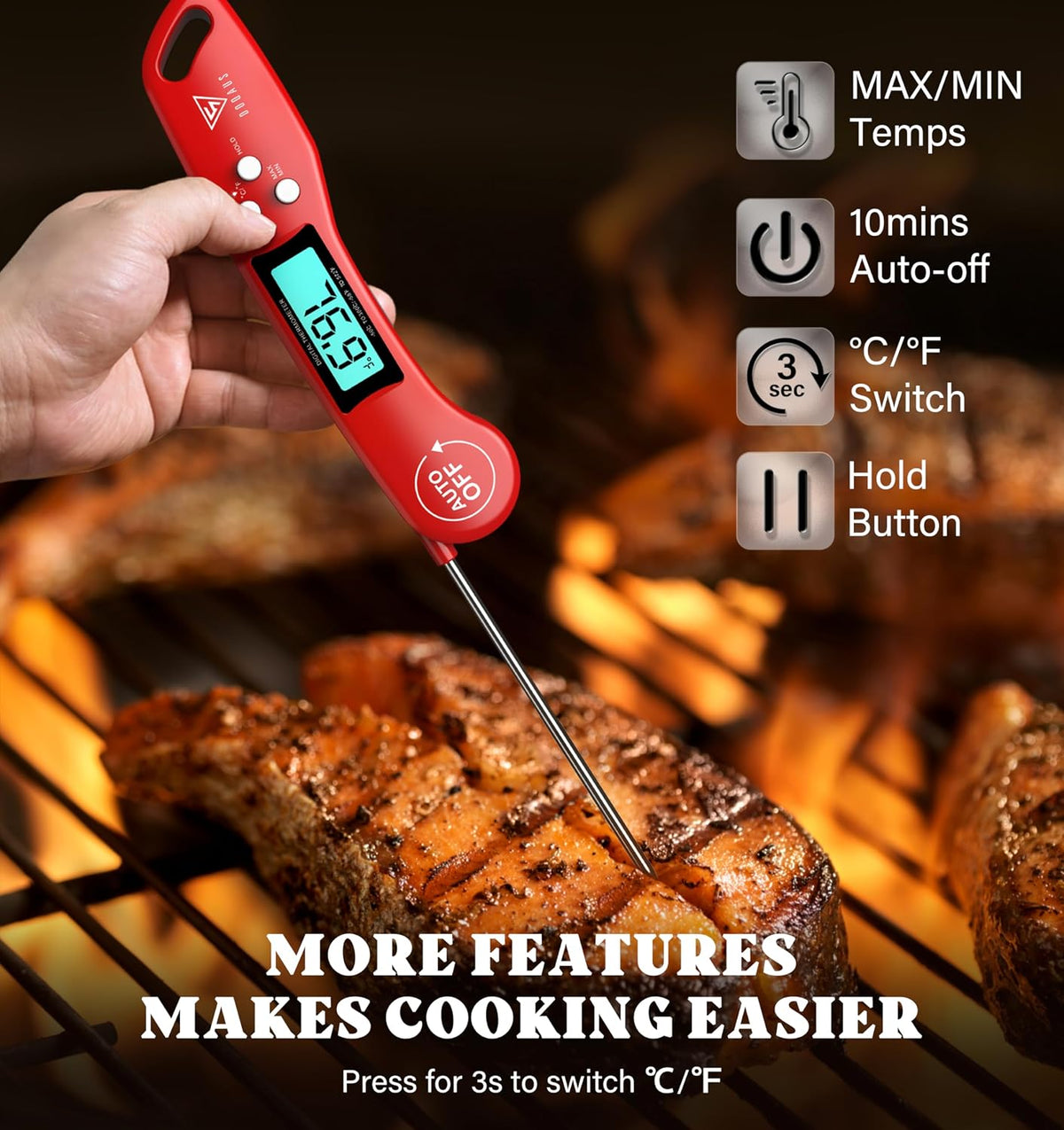 DOQAUS Meat Thermometer Digital – Instant Read Food Thermometer for Cooking