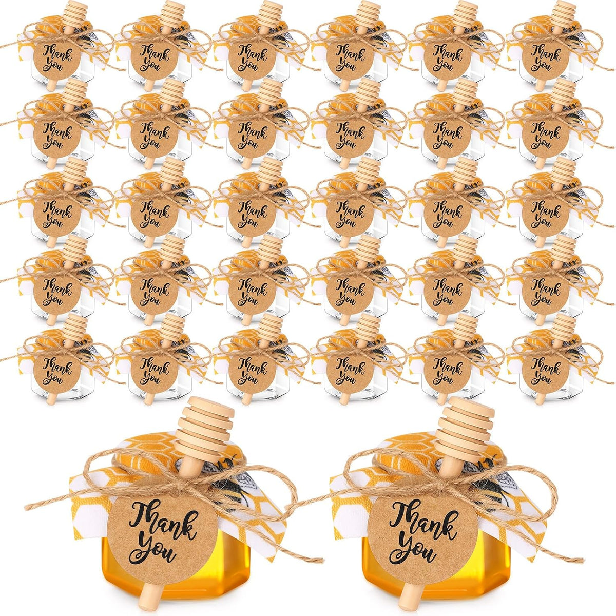 Funnymoom 2.5 oz Mini Honey Jars with Wooden Dippers, Classic