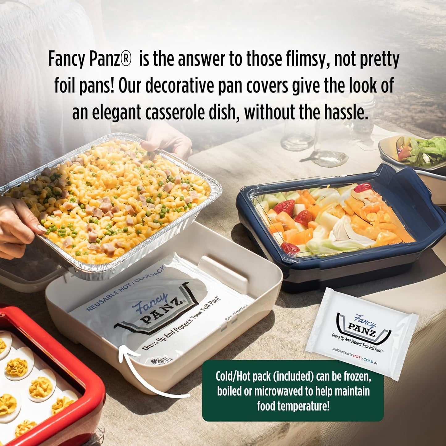 Fancy Panz Red Premium Aluminum Foil Pan Carrier with Secure Latch Lid - Reusable Casserole Carrier for Half Size Pans - Food Transport Holder for Potlucks, Parties, Tailgates & Entertaining